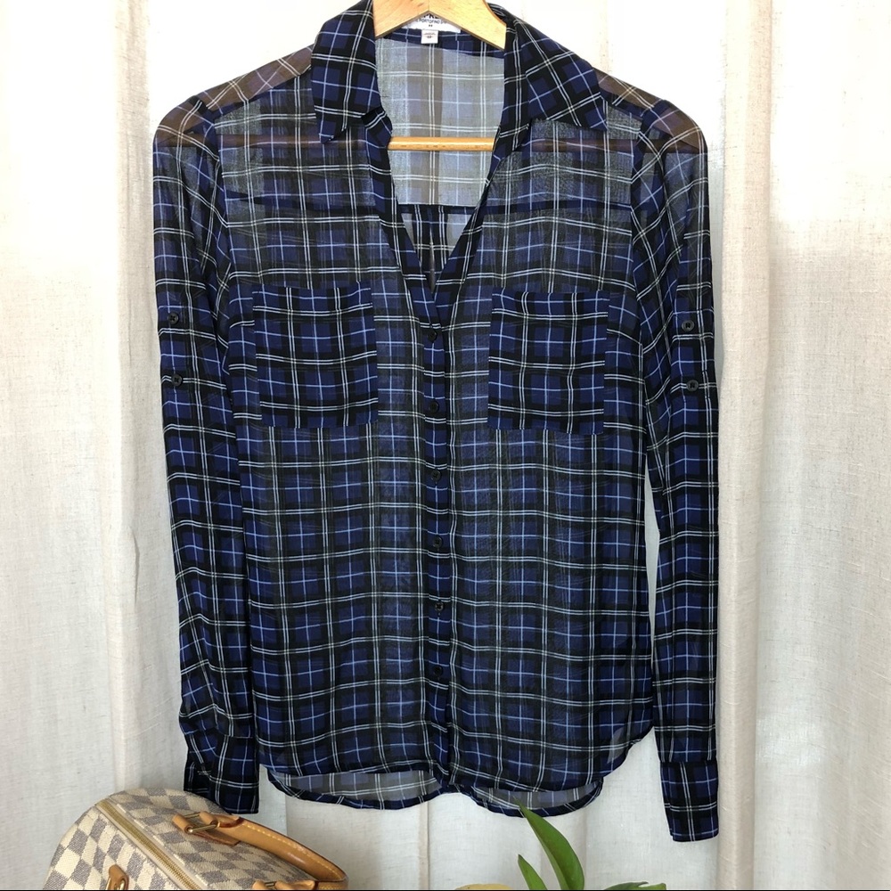 ⭕️Sold⭕️Express Portofino Blouse Blue & Black XS - Picture 2 of 5
